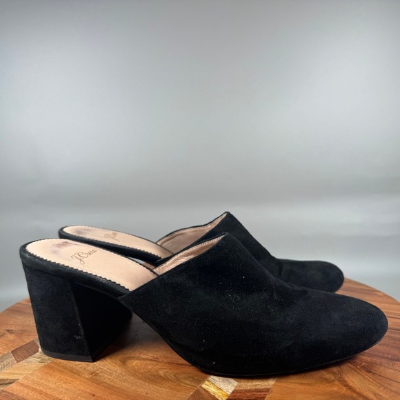 J.CREW Shoes - J.Crew Womens Black Suede Block Heel Mules Round Toe Slip On Shoes Size 8 J8524